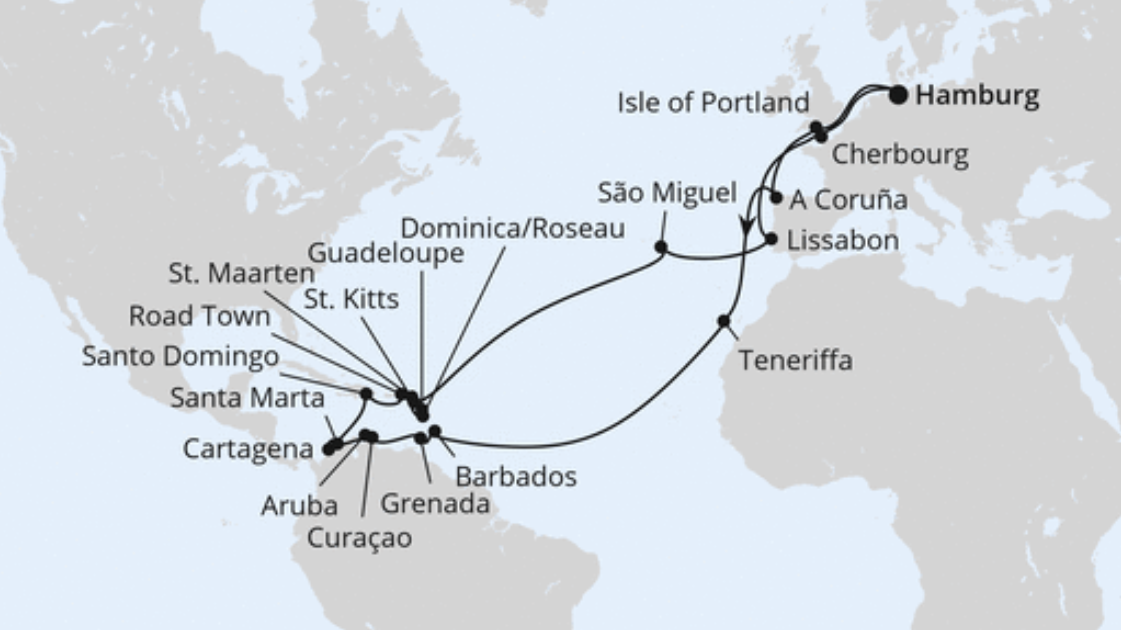 AIDA Karibik-Kreuzfahrt Route 2025: Große Winterpause Karibik AIDA Karibik-Kreuzfahrt Route 2025: Große Winterpause Karibik