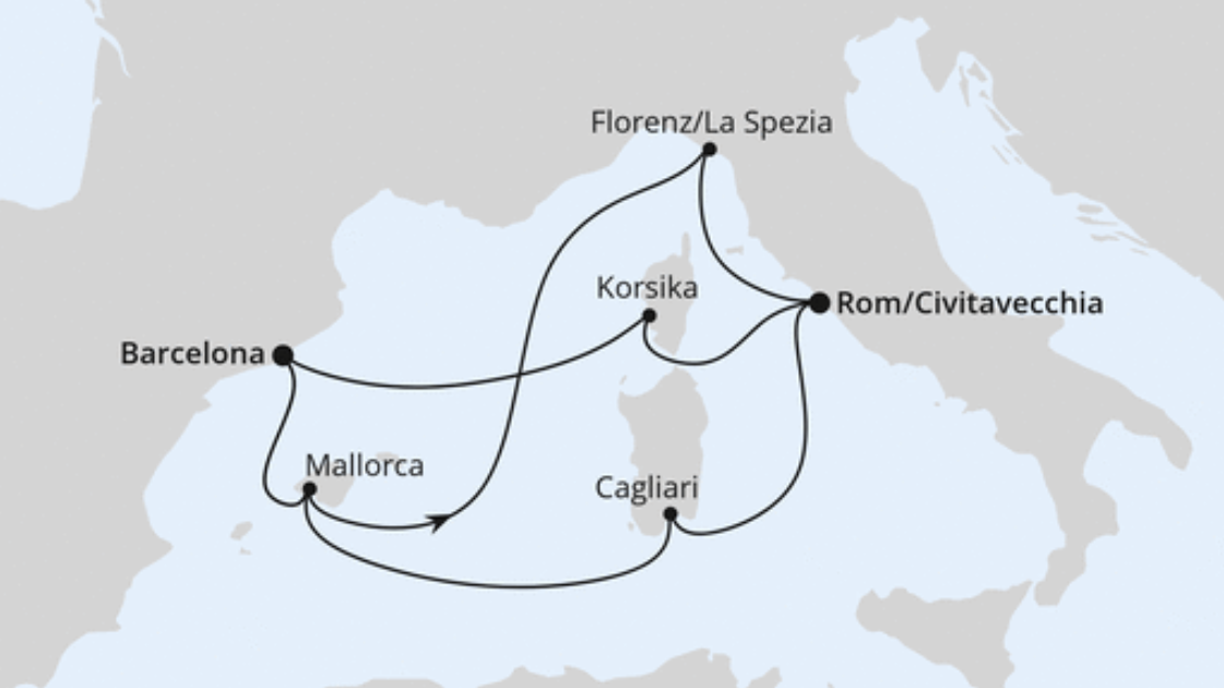 AIDA Mittelmeer-Kreuzfahrt Route 2025: Spanien, Frankreich & Italien 3 AIDA Mittelmeer-Kreuzfahrt Route 2025: Spanien, Frankreich & Italien 3