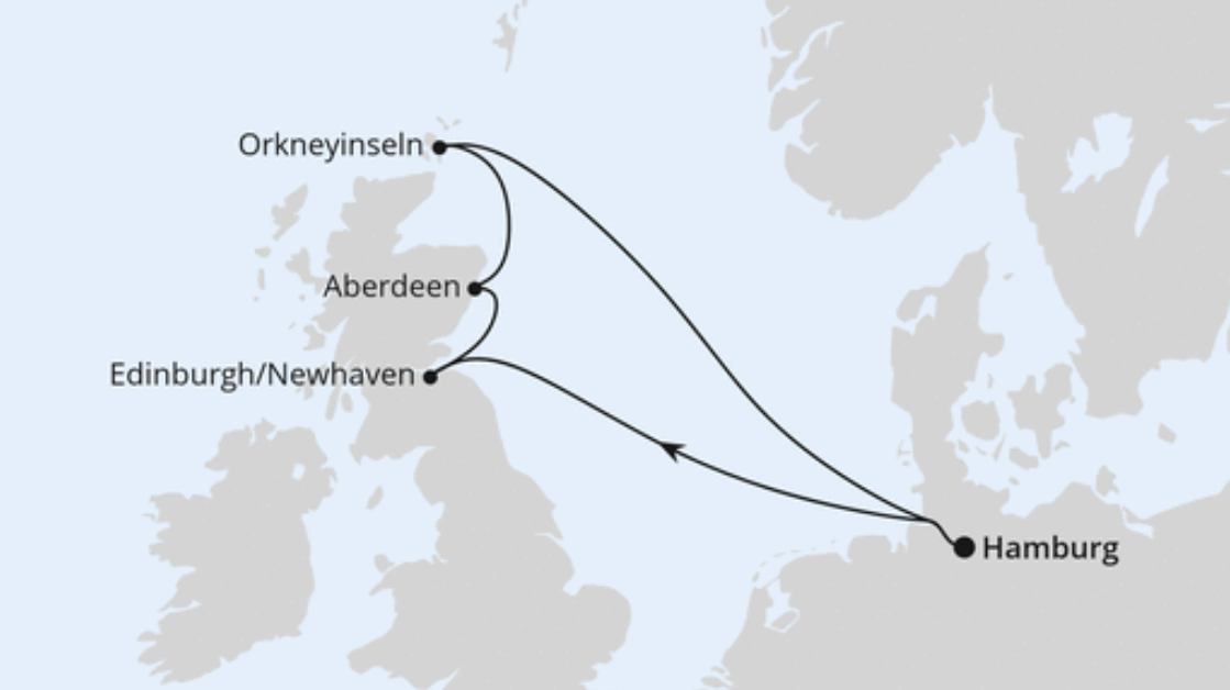 AIDA Nordeuropa-Kreuzfahrt Route 2025: Schottische Highlights AIDA Nordeuropa-Kreuzfahrt Route 2025: Schottische Highlights