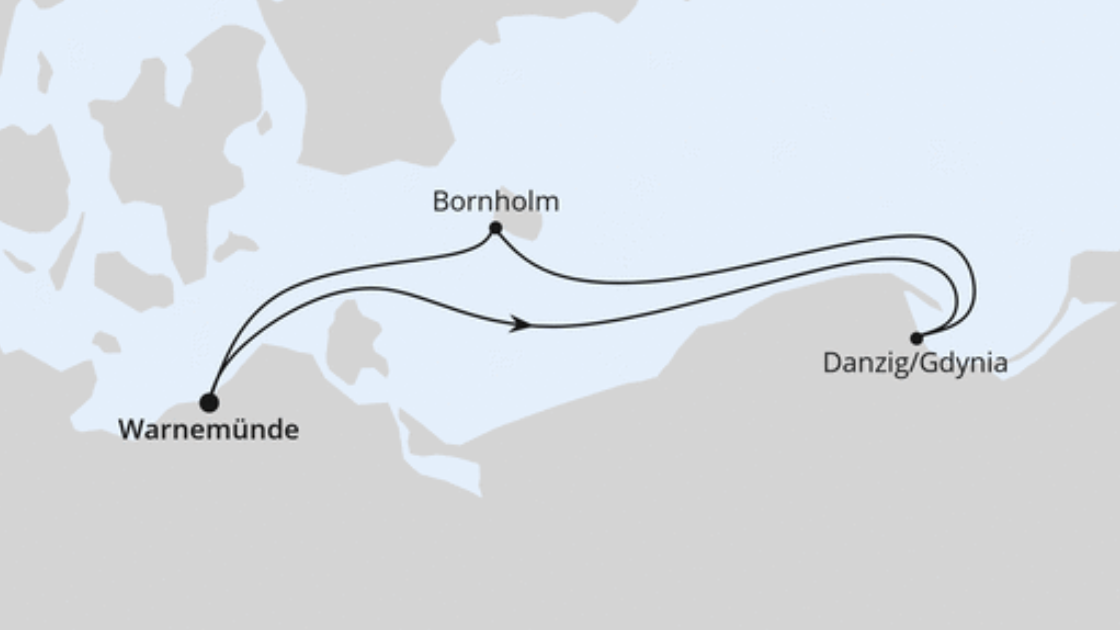 AIDA Ostsee-Kreuzfahrt Route 2025: Kurzreise nach Danzig & Bornholm AIDA Ostsee-Kreuzfahrt Route 2025: Kurzreise nach Danzig & Bornholm
