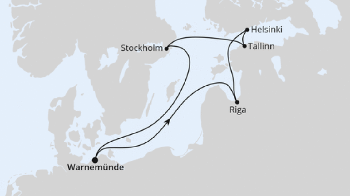 AIDA Ostsee-Kreuzfahrt Route 2025: Ostsee ab Warnemünde AIDA Ostsee-Kreuzfahrt Route 2025: Ostsee ab Warnemünde