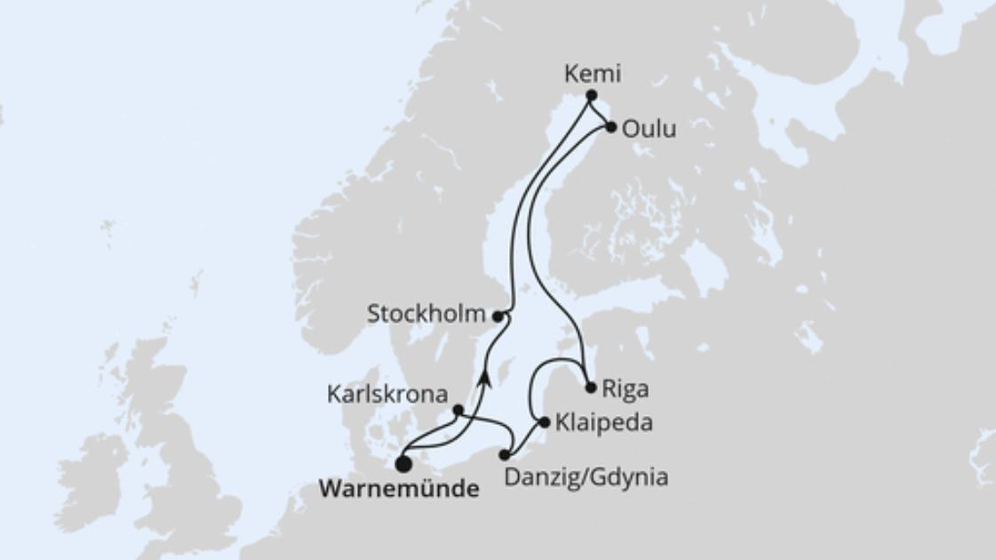 AIDA Ostsee-Kreuzfahrt Route 2025: Schärengärten der Ostsee AIDA Ostsee-Kreuzfahrt Route 2025: Schärengärten der Ostsee