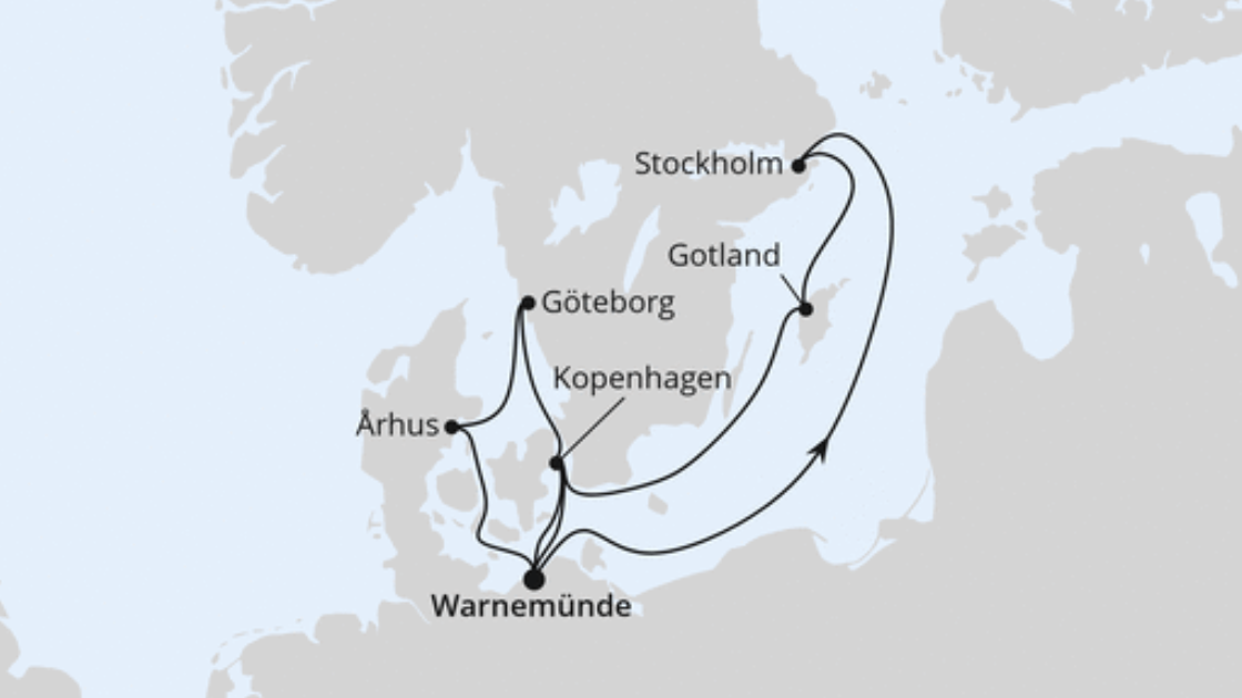 AIDA Ostsee-Kreuzfahrt Route 2025: Schweden & Dänemark 2 AIDA Ostsee-Kreuzfahrt Route 2025: Schweden & Dänemark 2