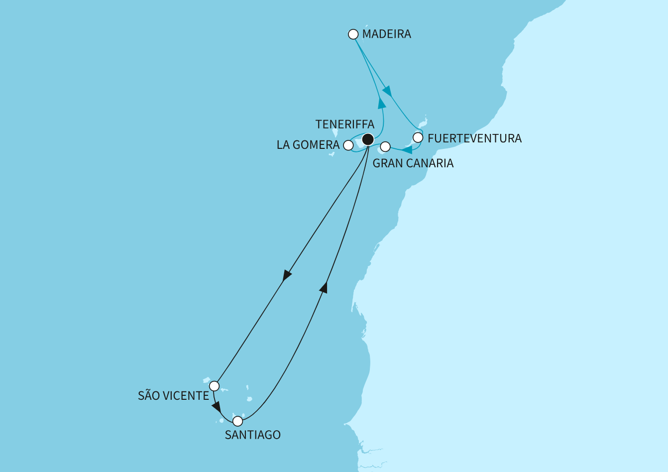 Mein Schiff Kanaren-Kreuzfahrt Route 2025: Kanaren mit Kapverden Mein Schiff Kanaren-Kreuzfahrt Route 2025: Kanaren mit Kapverden