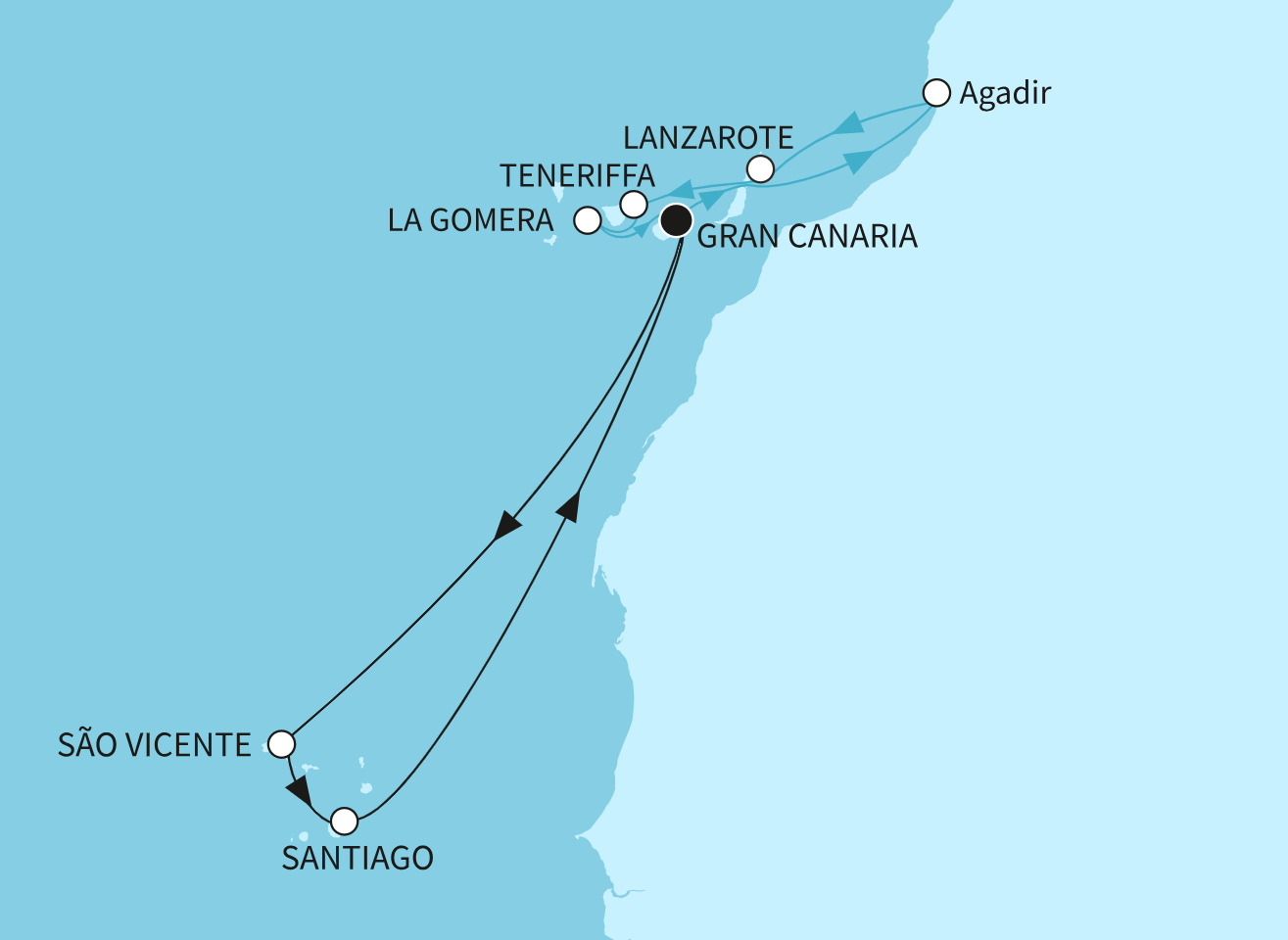 Mein Schiff Kanaren-Kreuzfahrt Route 2025: Kanaren mit Kapverdischen Inseln 3 Mein Schiff Kanaren-Kreuzfahrt Route 2025: Kanaren mit Kapverdischen Inseln 3
