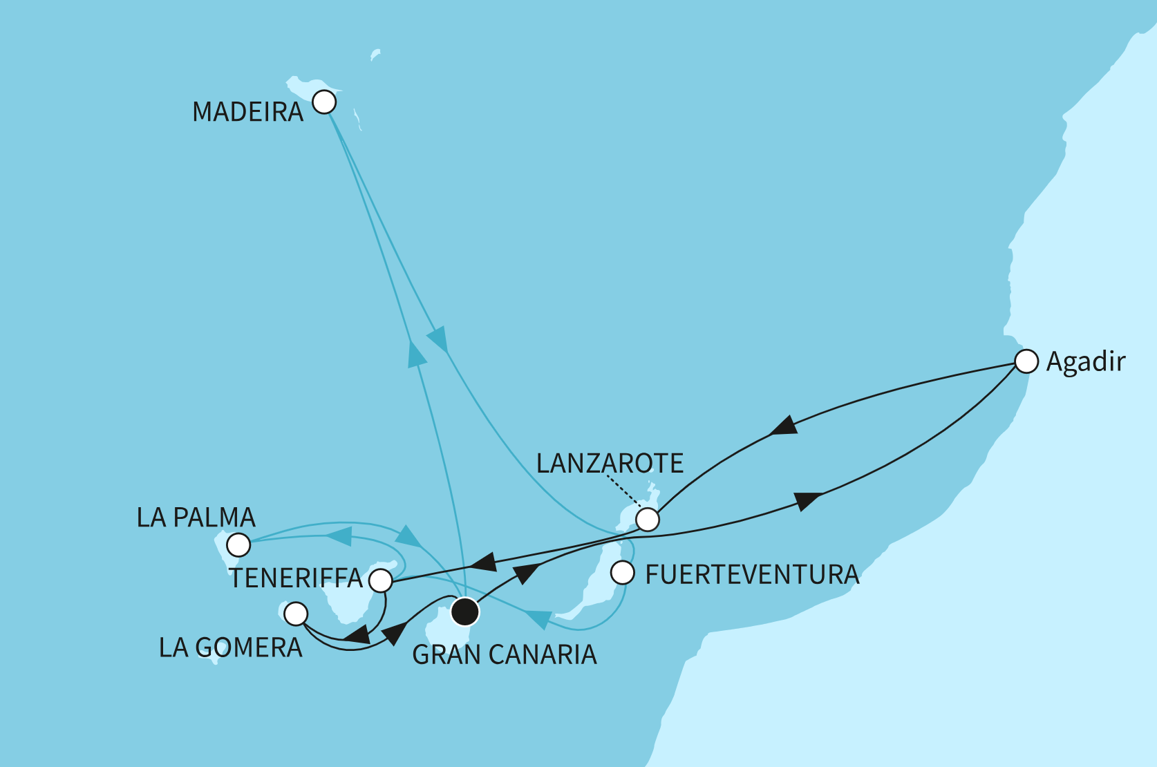Mein Schiff Kanaren-Kreuzfahrt Route 2025: Kanaren mit Madeira & Marokkanisches Flair Mein Schiff Kanaren-Kreuzfahrt Route 2025: Kanaren mit Madeira & Marokkanisches Flair