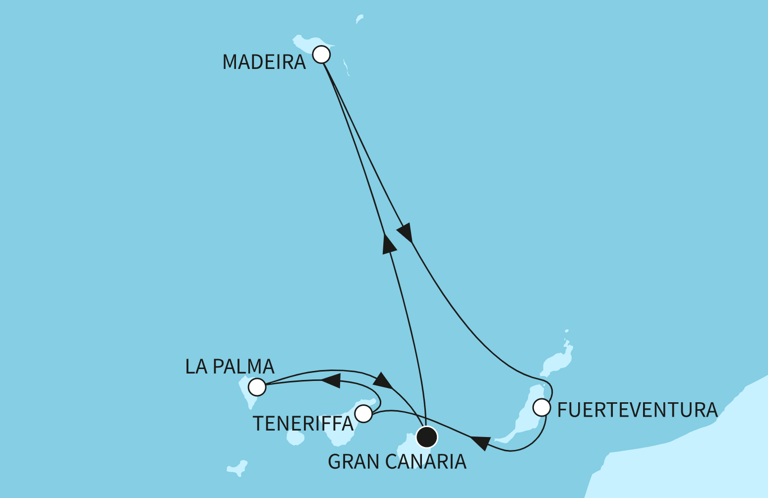 Mein Schiff Kanaren-Kreuzfahrt Route 2025: Kanaren mit Madeira Mein Schiff Kanaren-Kreuzfahrt Route 2025: Kanaren mit Madeira