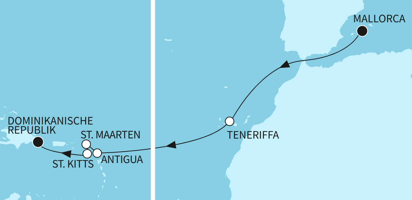 Mein Schiff Karibik-Kreuzfahrt Route 2025: Transatlantik 3 Mein Schiff Karibik-Kreuzfahrt Route 2025: Transatlantik 3