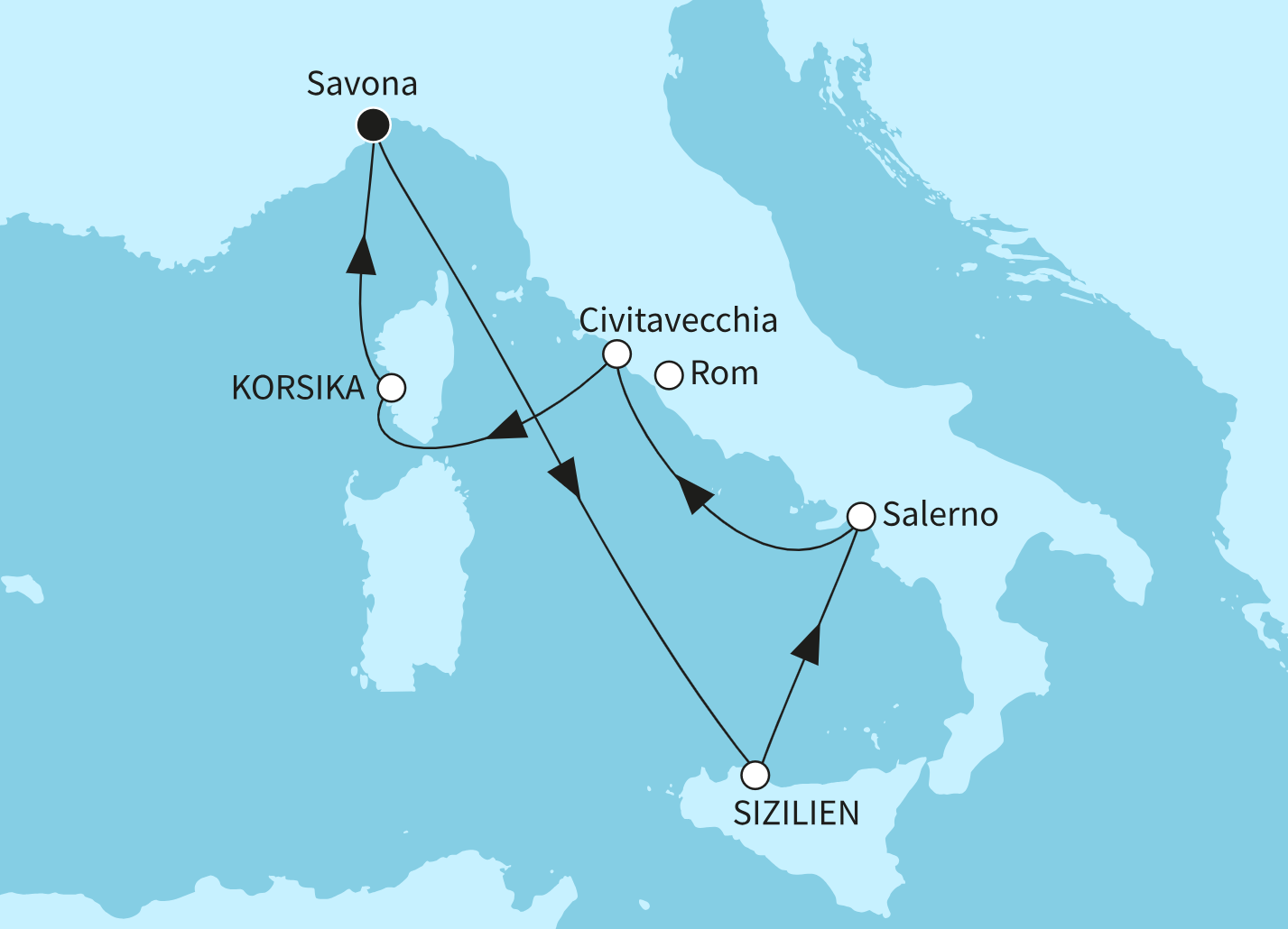 Mein Schiff Mittelmeer-Kreuzfahrt Route 2025: Italiens Sonnenseiten 2 Mein Schiff Mittelmeer-Kreuzfahrt Route 2025: Italiens Sonnenseiten 2