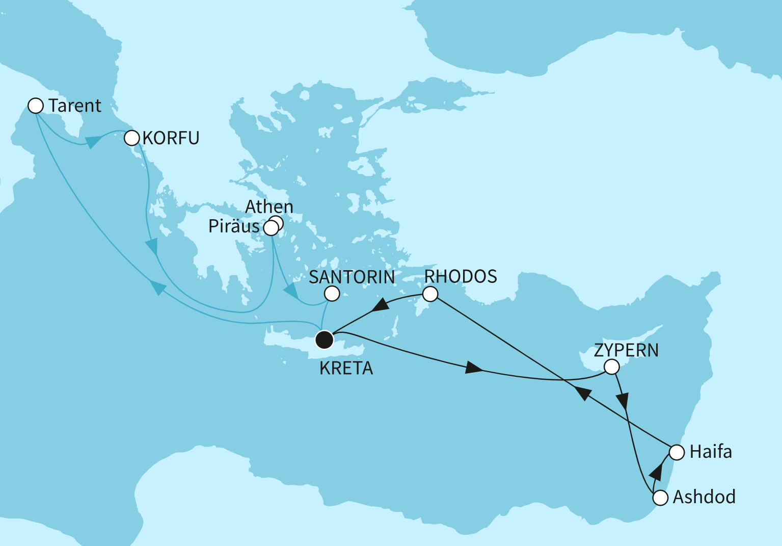 Mein Schiff Mittelmeer-Kreuzfahrt Route 2025: Östliches Mittelmeer intensiv 2 Mein Schiff Mittelmeer-Kreuzfahrt Route 2025: Östliches Mittelmeer intensiv 2