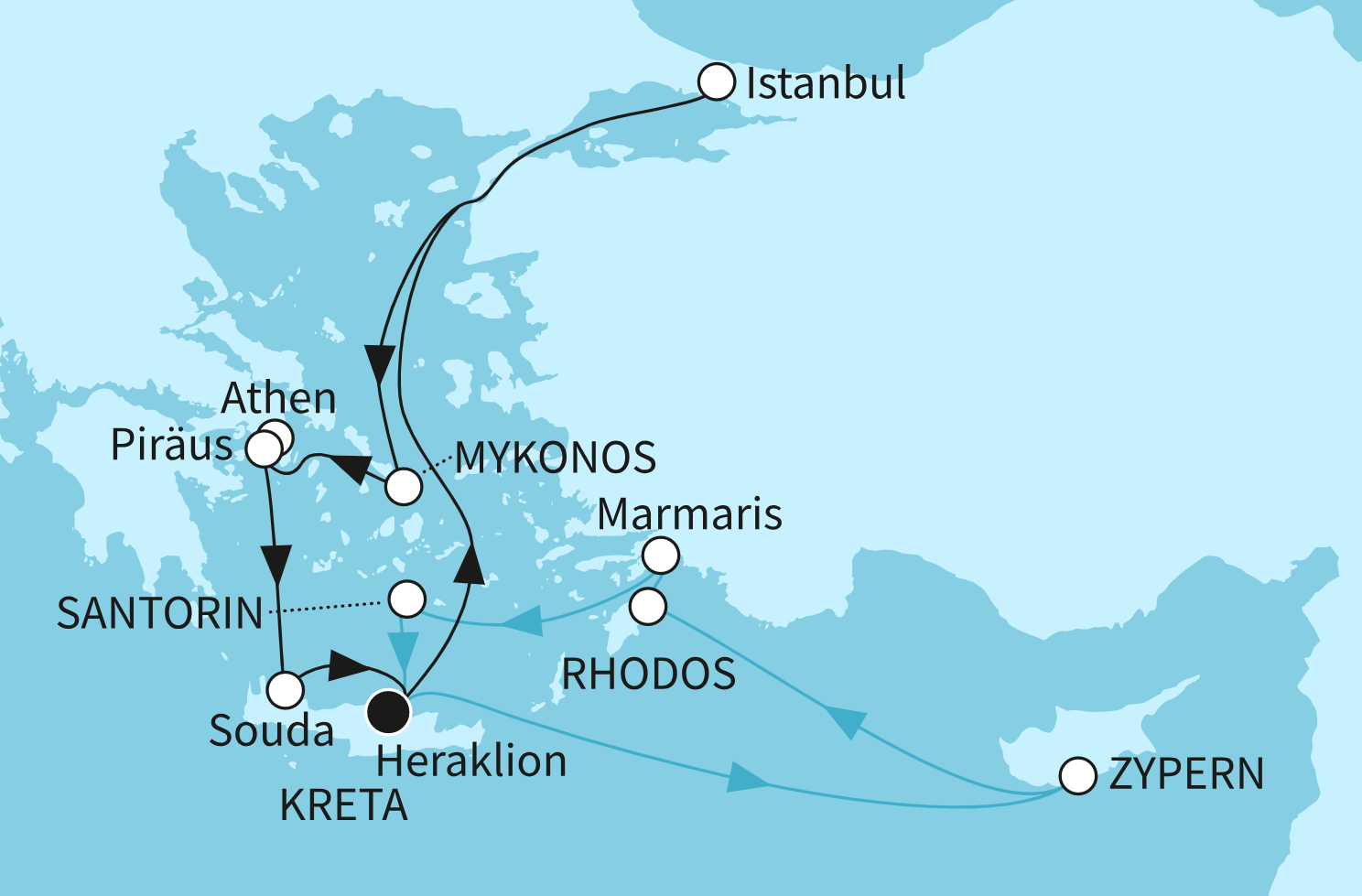 Mein Schiff Mittelmeer-Kreuzfahrt Route 2025: Östliches Mittelmeer intensiv 3 Mein Schiff Mittelmeer-Kreuzfahrt Route 2025: Östliches Mittelmeer intensiv 3