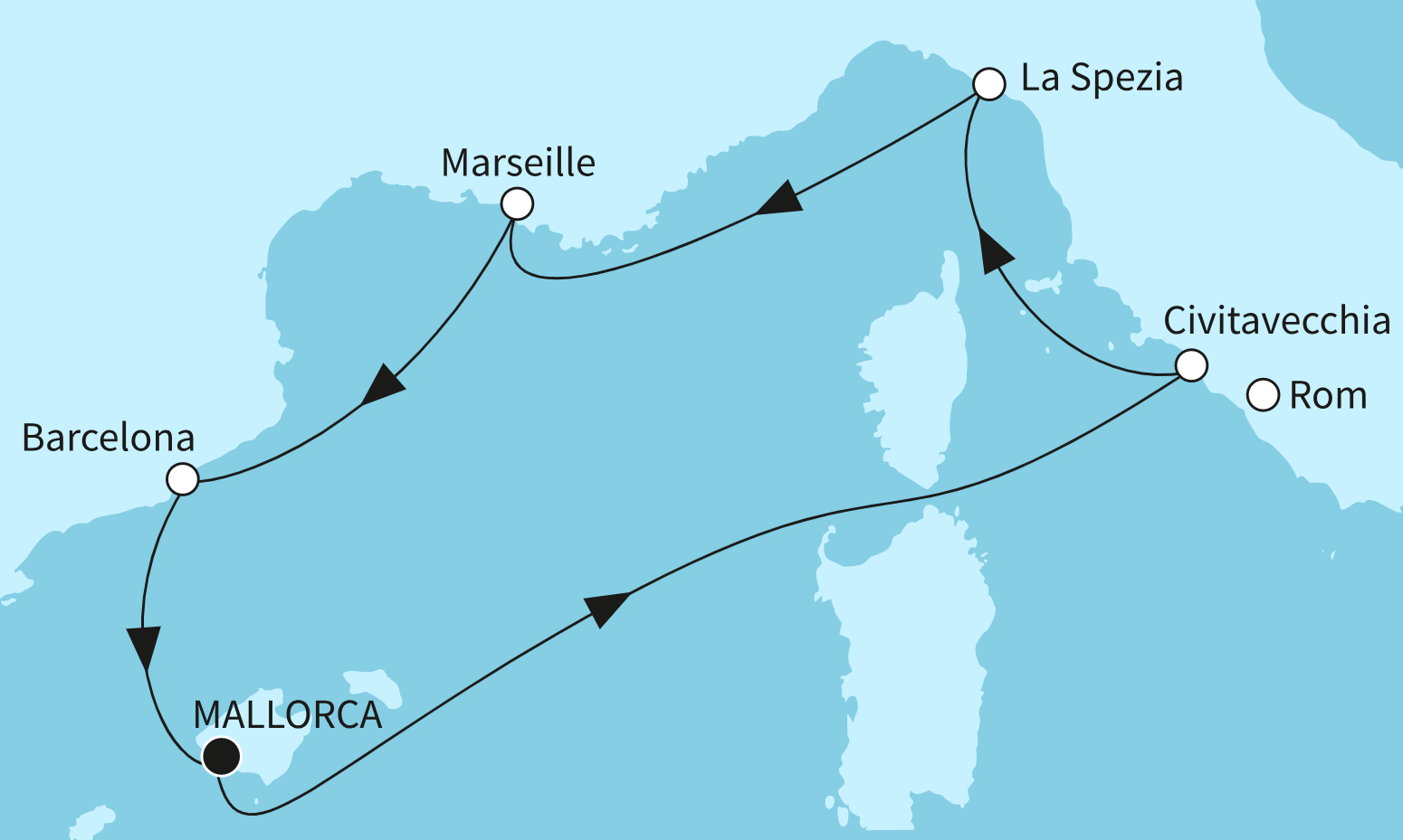 Mein Schiff Mittelmeer-Kreuzfahrt Route 2025: Das Westliche Mittelmeer Frühlingslaune Mein Schiff Mittelmeer-Kreuzfahrt Route 2025: Das Westliche Mittelmeer Frühlingslaune