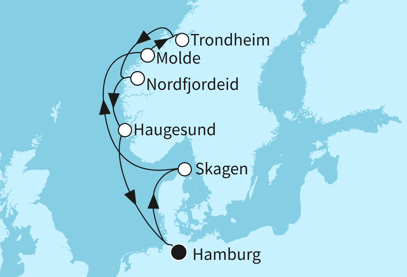 Mein Schiff Norwegen-Kreuzfahrt Route 2025: Fjordland Norwegen 2 Mein Schiff Norwegen-Kreuzfahrt Route 2025: Fjordland Norwegen 2