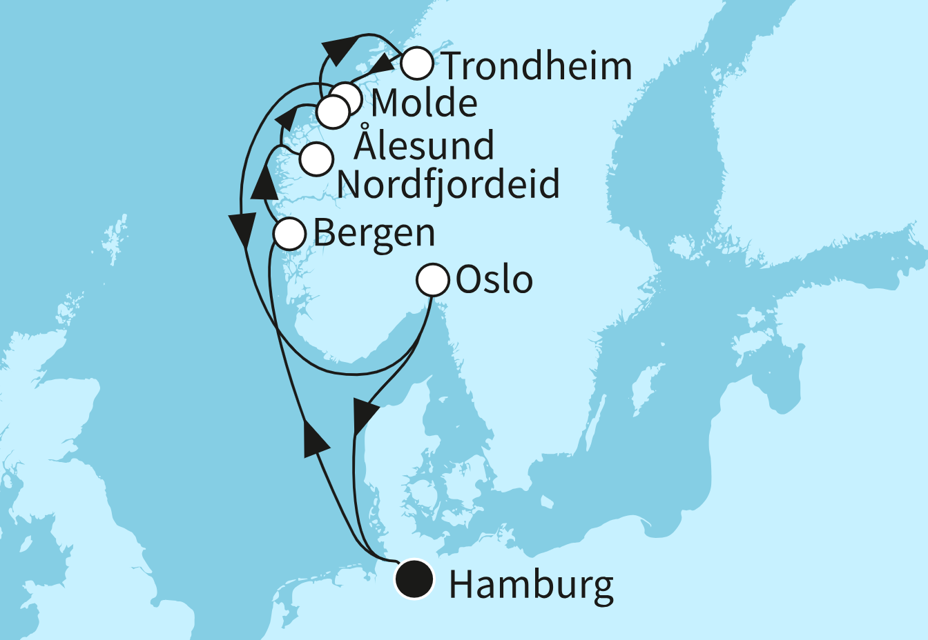 Mein Schiff Norwegen-Kreuzfahrt Route 2025: Fjordland Norwegen Mein Schiff Norwegen-Kreuzfahrt Route 2025: Fjordland Norwegen