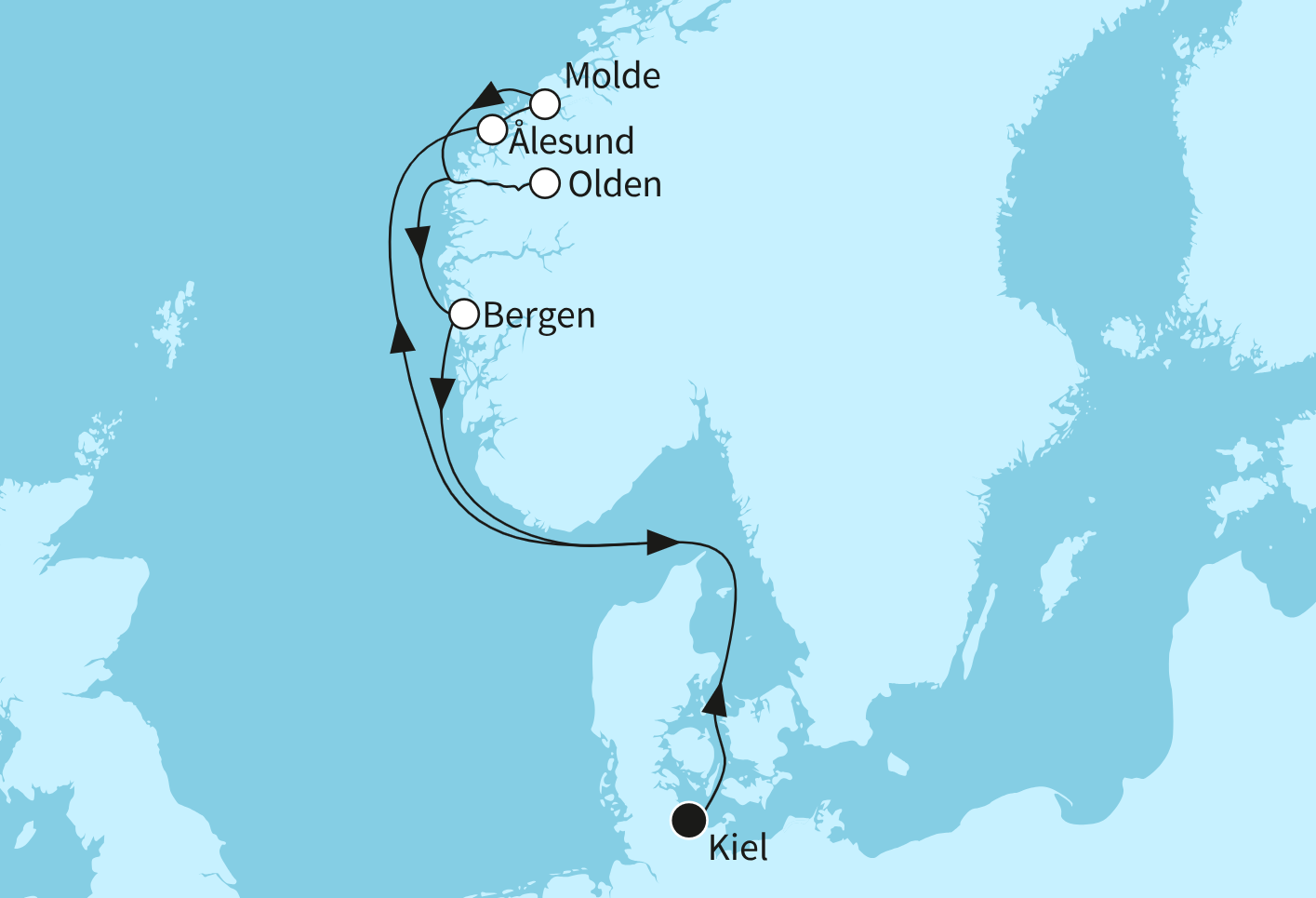 Mein Schiff Norwegen-Kreuzfahrt Route 2025: Norwegens Fjordwelten 2 Mein Schiff Norwegen-Kreuzfahrt Route 2025: Norwegens Fjordwelten 2