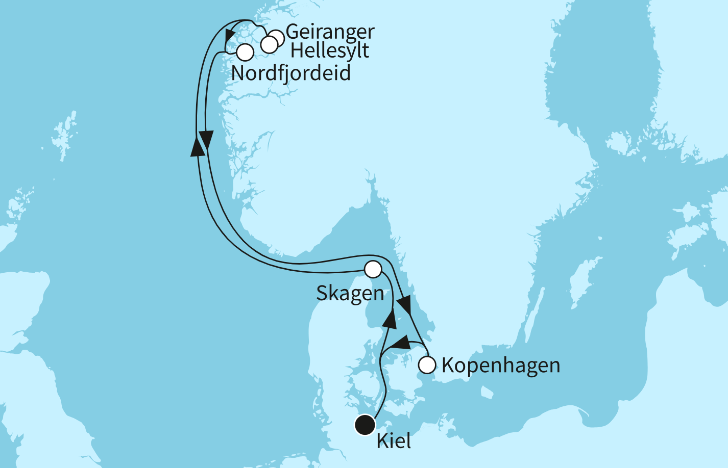 Mein Schiff Norwegen-Kreuzfahrt Route 2025: Norwegens Fjordwelten 4 Mein Schiff Norwegen-Kreuzfahrt Route 2025: Norwegens Fjordwelten 4