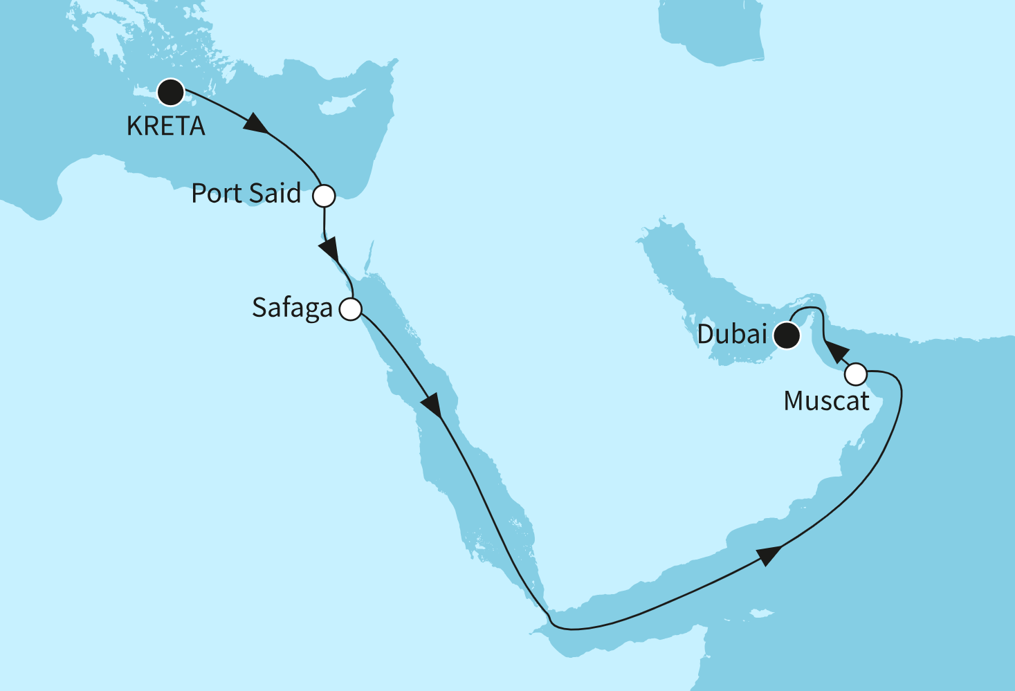 Mein Schiff Orient-Kreuzfahrt Route 2025: Transsuezkanal 2 Mein Schiff Orient-Kreuzfahrt Route 2025: Transsuezkanal 2
