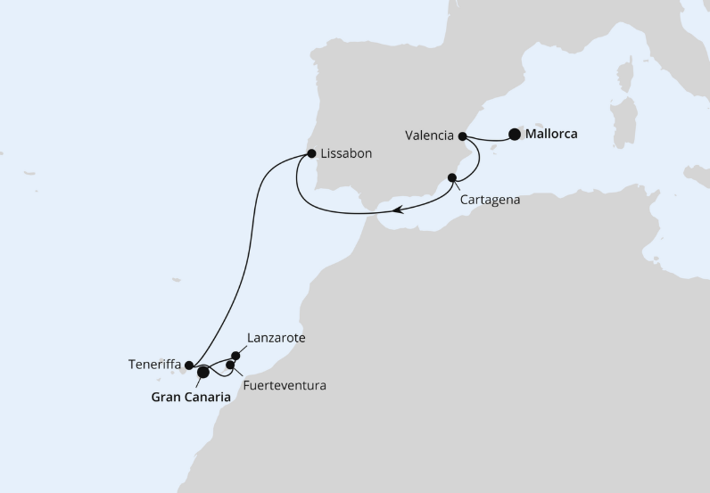 AIDA Kanaren-Kreuzfahrt 2026: Spanien, Portugal & Kanaren ab Mallorca 1 AIDA Kanaren-Kreuzfahrt 2026: Spanien, Portugal & Kanaren ab Mallorca 1