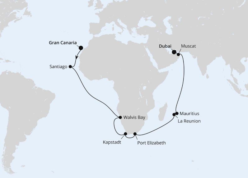 AIDA Kanaren-Kreuzfahrt 2026: Weltenbummler Kapverden, Südafrika & Mauritius 1 AIDA Kanaren-Kreuzfahrt 2026: Weltenbummler Kapverden, Südafrika & Mauritius 1