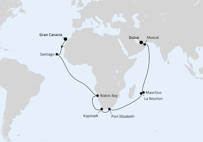 AIDA Kanaren-Kreuzfahrt 2026: Weltenbummler Kapverden, Südafrika & Mauritius AIDA Kanaren-Kreuzfahrt 2026: Weltenbummler Kapverden, Südafrika & Mauritius