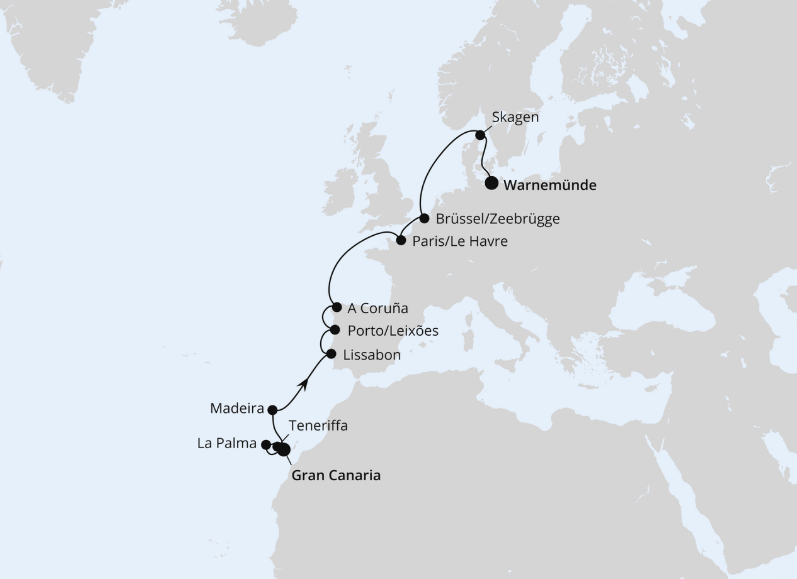AIDA Kanaren-Kreuzfahrt 2027: Von Gran Canaria über Portugal nach Warnemünde AIDA Kanaren-Kreuzfahrt 2027: Von Gran Canaria über Portugal nach Warnemünde