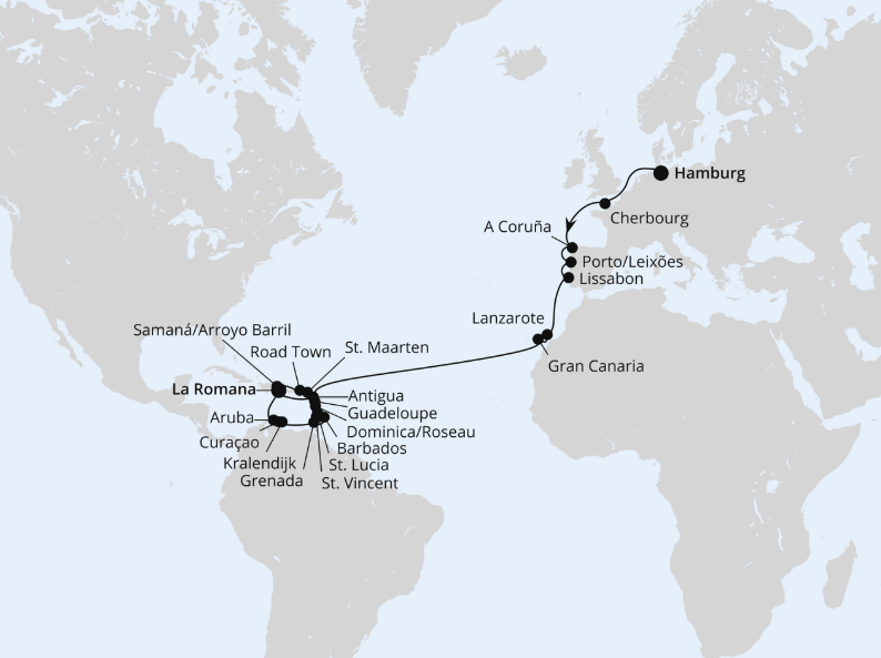 AIDA Karibik-Kreuzfahrt 2027: Weltenbummler Karibische Inseln ab Hamburg AIDA Karibik-Kreuzfahrt 2027: Weltenbummler Karibische Inseln ab Hamburg
