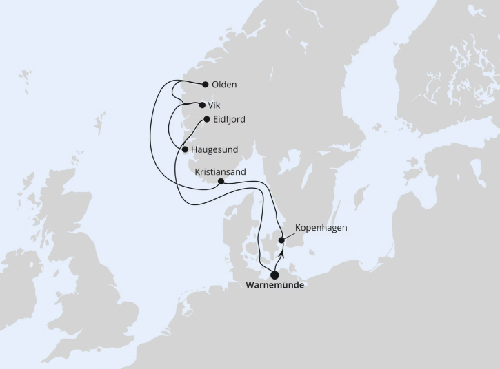 AIDA Norwegen-Kreuzfahrt 2026: Norwegens Fjorde ab Warnemünde 1 AIDA Norwegen-Kreuzfahrt 2026: Norwegens Fjorde ab Warnemünde 1