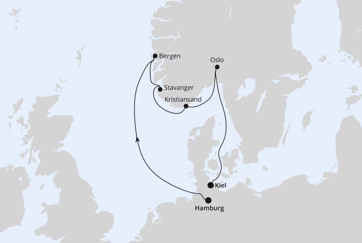 AIDA Norwegen-Kreuzfahrt 2026: Südnorwegen von Hamburg nach Kiel AIDA Norwegen-Kreuzfahrt 2026: Südnorwegen von Hamburg nach Kiel