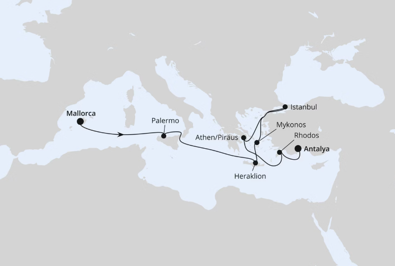 AIDA Östliches Mittelmeer-Kreuzfahrt 2026: Griechenland & Türkei mit Istanbul ab Mallorca AIDA Östliches Mittelmeer-Kreuzfahrt 2026: Griechenland & Türkei mit Istanbul ab Mallorca
