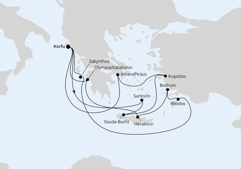 AIDA Östliches Mittelmeer-Kreuzfahrt 2026: Griechenland & Türkei ab Korfu AIDA Östliches Mittelmeer-Kreuzfahrt 2026: Griechenland & Türkei ab Korfu