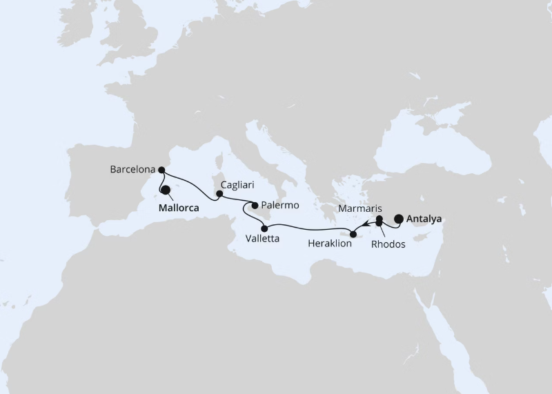 AIDA Östliches Mittelmeer-Kreuzfahrt 2026: Italien, Griechenland & Spanien ab Antalya AIDA Östliches Mittelmeer-Kreuzfahrt 2026: Italien, Griechenland & Spanien ab Antalya