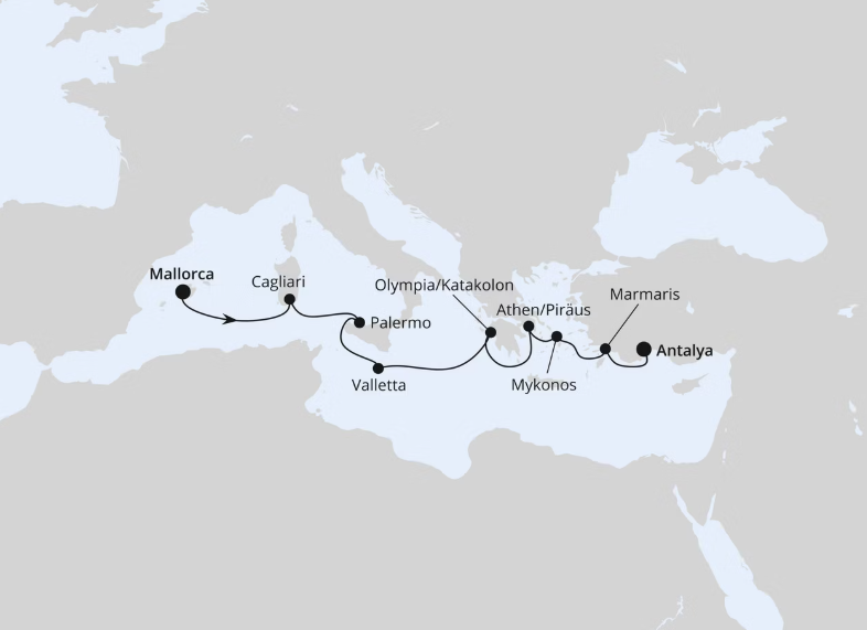 AIDA Östliches Mittelmeer-Kreuzfahrt 2026: Italien, Griechenland & Türkei ab Mallorca AIDA Östliches Mittelmeer-Kreuzfahrt 2026: Italien, Griechenland & Türkei ab Mallorca