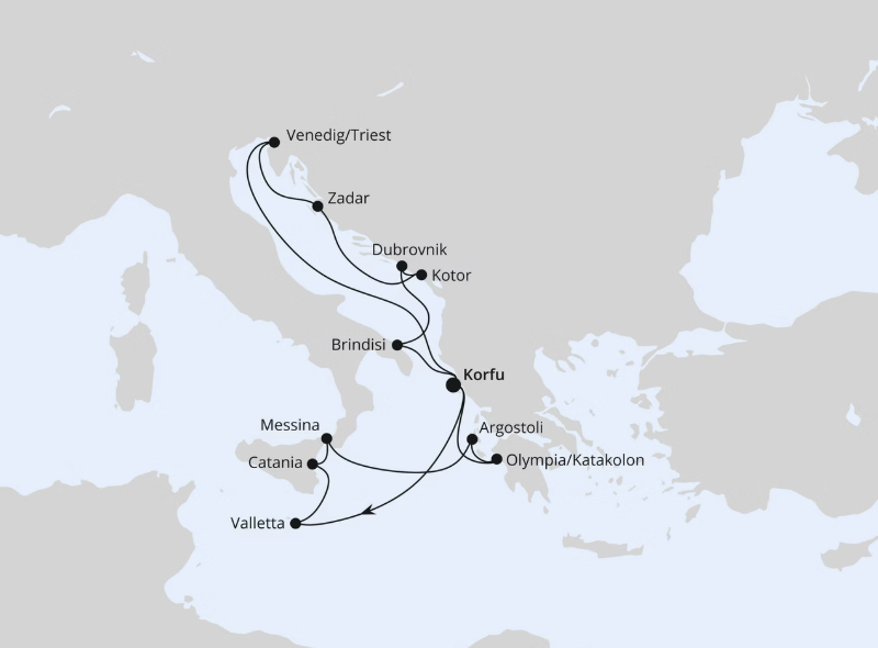 AIDA Östliches Mittelmeer-Kreuzfahrt 2027: Adria & Mittelmeerinseln ab Korfu AIDA Östliches Mittelmeer-Kreuzfahrt 2027: Adria & Mittelmeerinseln ab Korfu
