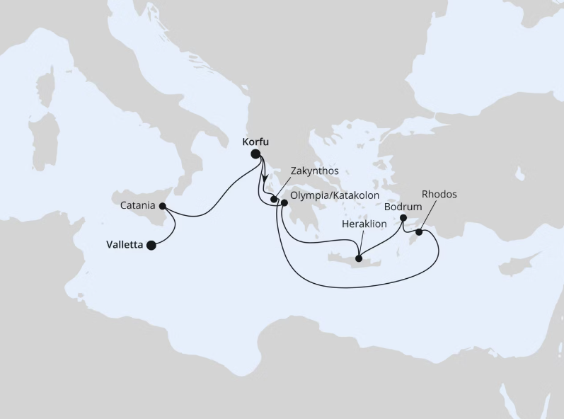 AIDA Östliches Mittelmeer-Kreuzfahrt 2027: Griechenland, Türkei & Sizilien ab Korfu AIDA Östliches Mittelmeer-Kreuzfahrt 2027: Griechenland, Türkei & Sizilien ab Korfu