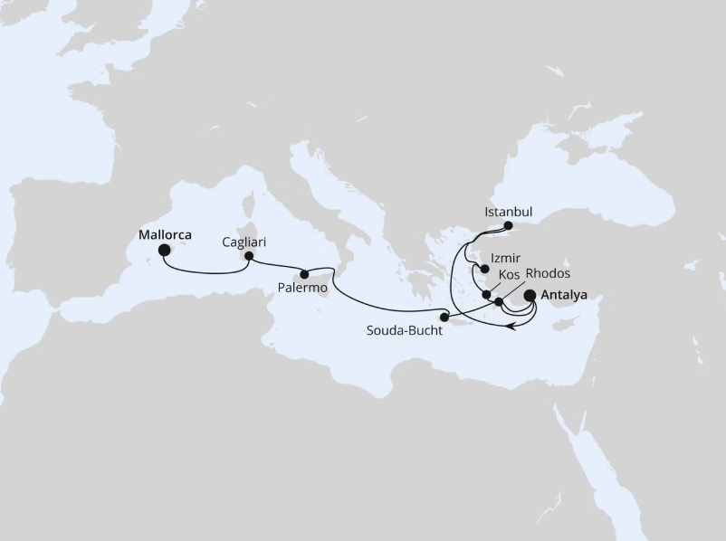 AIDA Östliches Mittelmeer-Kreuzfahrt 2027: Mittelmeerinseln mit Istanbul ab Antalya AIDA Östliches Mittelmeer-Kreuzfahrt 2027: Mittelmeerinseln mit Istanbul ab Antalya