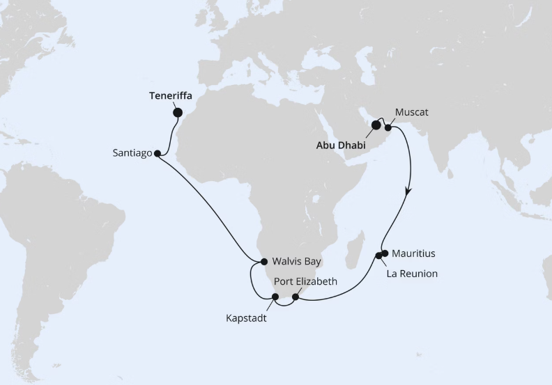 AIDA Orient-Kreuzfahrt 2027: Von Abu Dhabi über Afrika nach Teneriffa AIDA Orient-Kreuzfahrt 2027: Von Abu Dhabi über Afrika nach Teneriffa