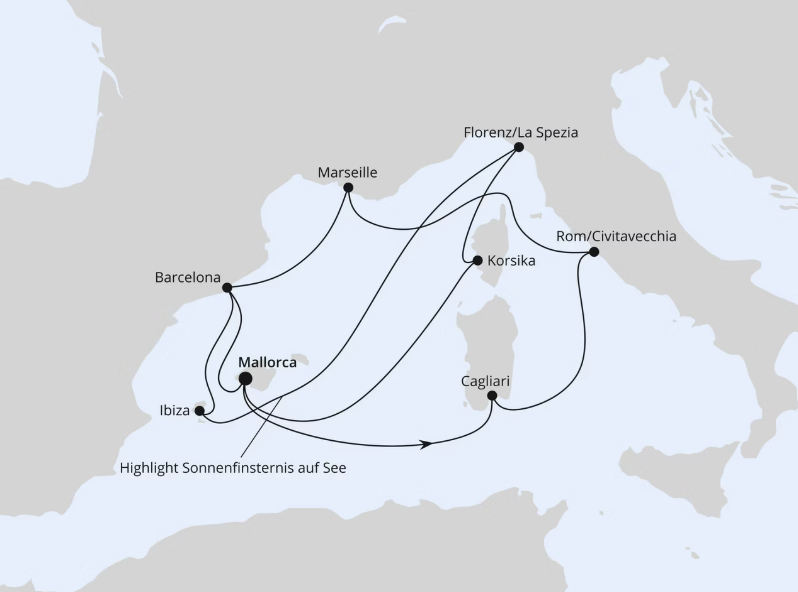 AIDA Westliches Mittelmeer-Kreuzfahrt 2026: Große Mittelmeer-Reise mit Sonnenfinsternis AIDA Westliches Mittelmeer-Kreuzfahrt 2026: Große Mittelmeer-Reise mit Sonnenfinsternis