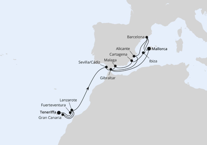 AIDA Westliches Mittelmeer-Kreuzfahrt 2026: Große Spanien-Reise mit Gibraltar AIDA Westliches Mittelmeer-Kreuzfahrt 2026: Große Spanien-Reise mit Gibraltar