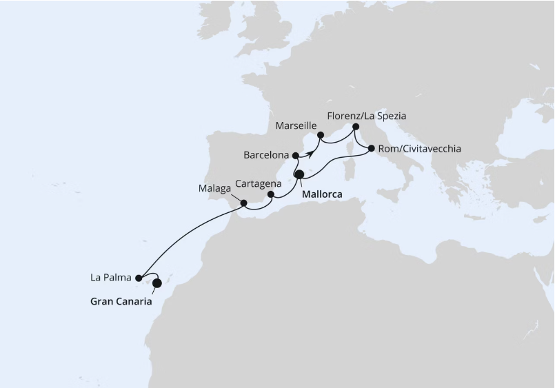 AIDA Westliches Mittelmeer-Kreuzfahrt 2026: Italien, Andalusien & Kanaren ab Mallorca AIDA Westliches Mittelmeer-Kreuzfahrt 2026: Italien, Andalusien & Kanaren ab Mallorca