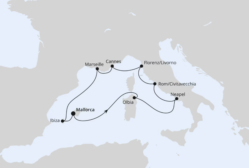 AIDA Westliches Mittelmeer-Kreuzfahrt 2026: Mediterrane Highlights ab Mallorca AIDA Westliches Mittelmeer-Kreuzfahrt 2026: Mediterrane Highlights ab Mallorca