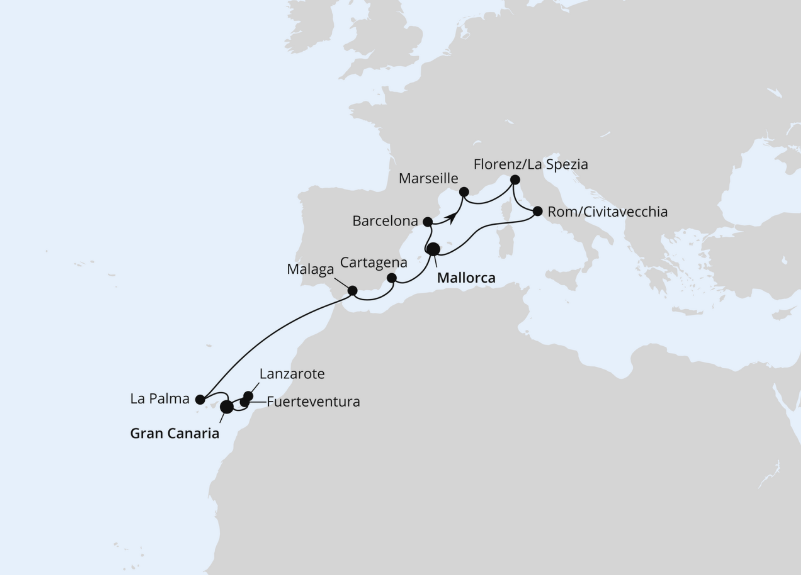 AIDA Westliches Mittelmeer-Kreuzfahrt 2026: Perlen am Mittelmeer & Kanaren ab Mallorca AIDA Westliches Mittelmeer-Kreuzfahrt 2026: Perlen am Mittelmeer & Kanaren ab Mallorca