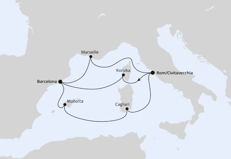 AIDA Westliches Mittelmeer-Kreuzfahrt 2026: Spanien, Frankreich & Italien ab Civitavecchia 2 AIDA Westliches Mittelmeer-Kreuzfahrt 2026: Spanien, Frankreich & Italien ab Civitavecchia 2