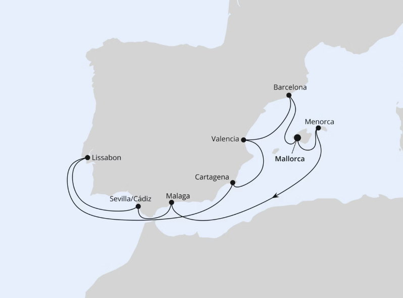 AIDA Westliches Mittelmeer-Kreuzfahrt 2026: Spanien, Portugal & Balearen ab Mallorca AIDA Westliches Mittelmeer-Kreuzfahrt 2026: Spanien, Portugal & Balearen ab Mallorca