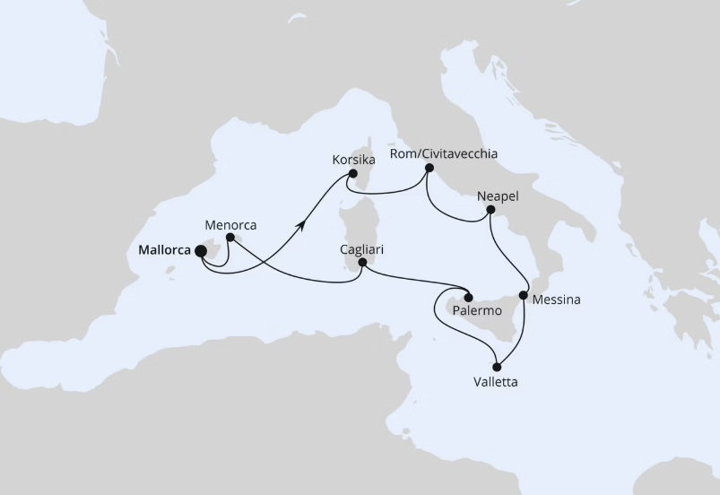 AIDA Westliches Mittelmeer-Kreuzfahrt 2027: Mittelmeerinseln ab Mallorca AIDA Westliches Mittelmeer-Kreuzfahrt 2027: Mittelmeerinseln ab Mallorca