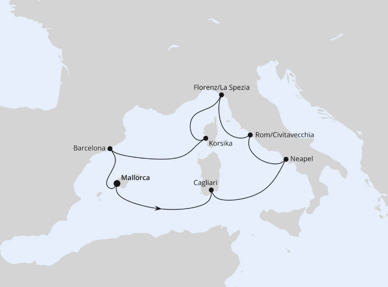 AIDA Westliches Mittelmeer-Kreuzfahrt 2027: Mediterrane Highlights ab Mallorca 2 AIDA Westliches Mittelmeer-Kreuzfahrt 2027: Mediterrane Highlights ab Mallorca 2