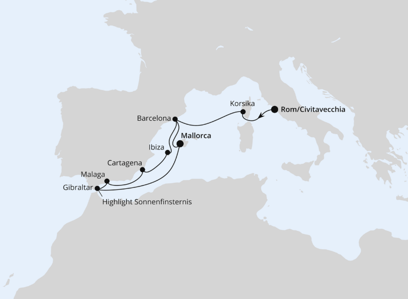 AIDA Westliches Mittelmeer-Kreuzfahrt 2027: Sonnenfinsternis im Mittelmeer ab Civitavecchia AIDA Westliches Mittelmeer-Kreuzfahrt 2027: Sonnenfinsternis im Mittelmeer ab Civitavecchia