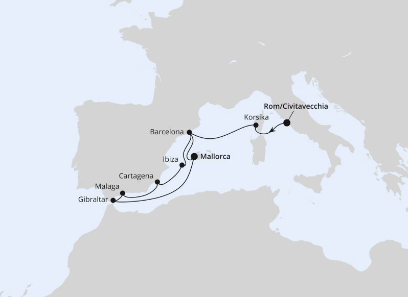AIDA Westliches Mittelmeer-Kreuzfahrt 2027: Spanien, Frankreich & Gibraltar ab Civitavecchia AIDA Westliches Mittelmeer-Kreuzfahrt 2027: Spanien, Frankreich & Gibraltar ab Civitavecchia