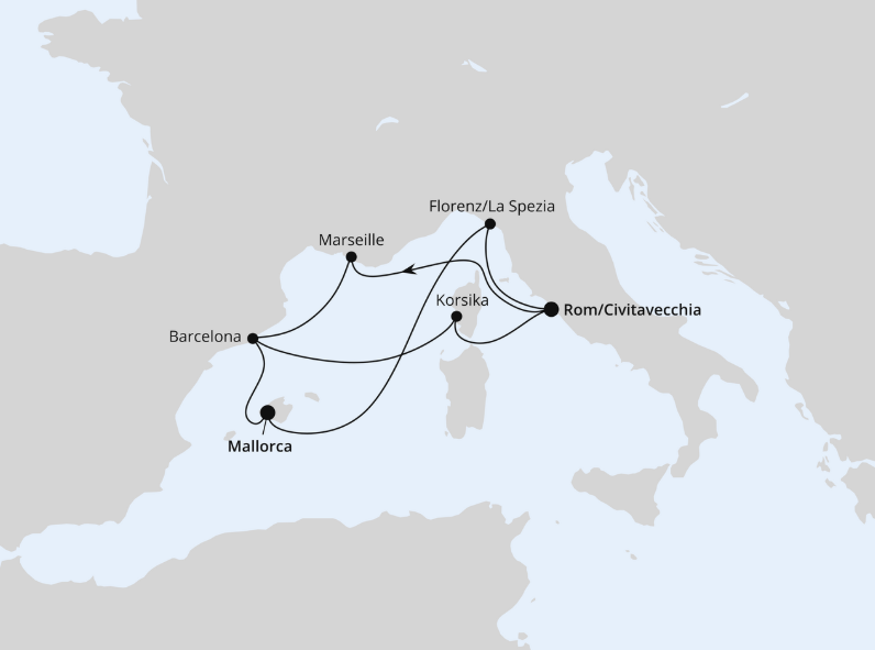AIDA Westliches Mittelmeer-Kreuzfahrt 2027: Spanien, Frankreich & Italien ab Civitavecchia AIDA Westliches Mittelmeer-Kreuzfahrt 2027: Spanien, Frankreich & Italien ab Civitavecchia