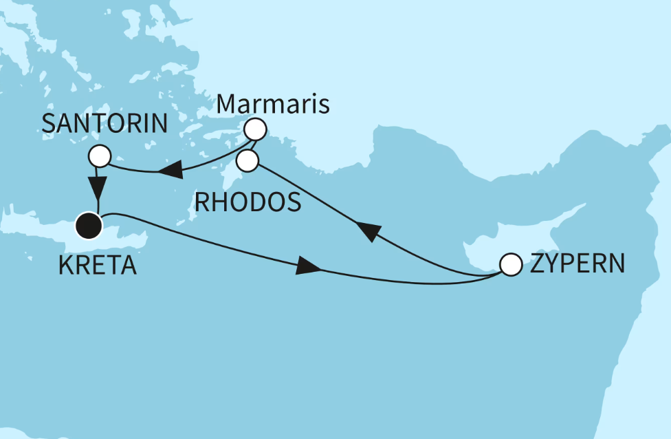 Mein Schiff Östliches Mittelmeer-Kreuzfahrt 2026: Östliches Mittelmeer mit Rhodos Mein Schiff Östliches Mittelmeer-Kreuzfahrt 2026: Östliches Mittelmeer mit Rhodos