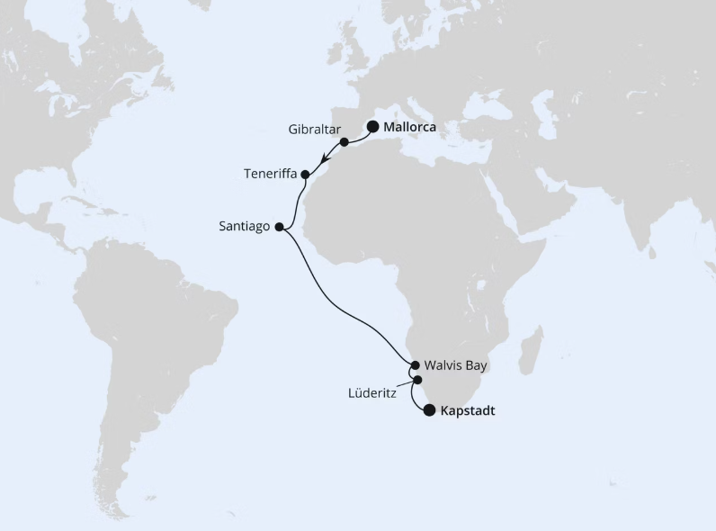 AIDA Afrika-Kreuzfahrt 2027: Von Mallorca über Namibia nach Kapstadt 1